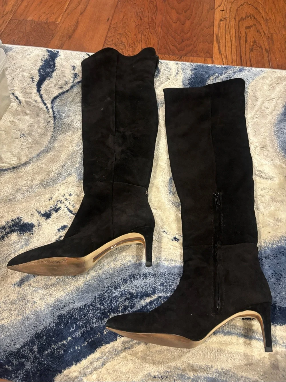 Sam Edelman Black Suede Over-the-Knee Pointed-Toe Stiletto Boots